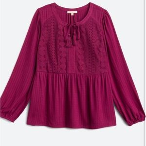 Long sleeve magenta blouse